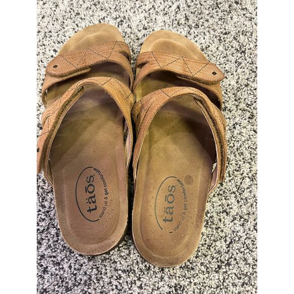 Taos Double U Leather Caramel Strappy‎ Sandal, Women’s 9, Adjustable Western - Picture 4 of 7